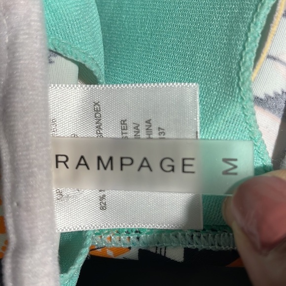 RAMPAGE orange and black design bikini top in women’s size M - Picture 4 of 7